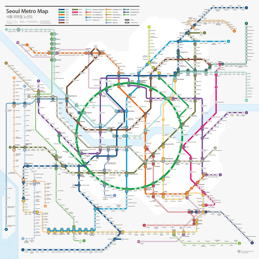 Seoul subway guide: official Seoul Metro map showing all lines by color and number